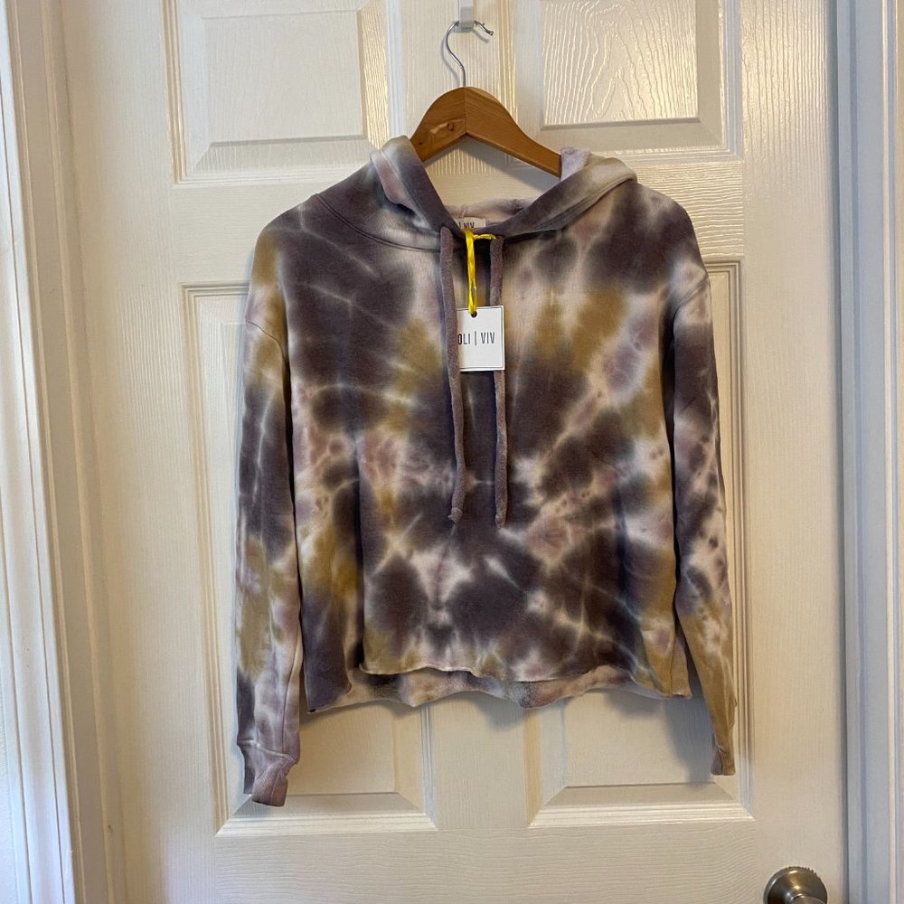 Oli | Viv Palmer Tie Dye Crop Hoodie in Mauve Batik Size S - NWT - Picture 2 of 6